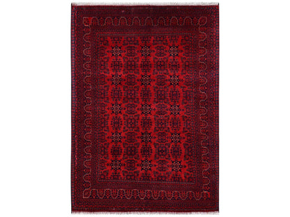 Red 5'7" x 7'11" Tribal & Geometric Hand knotted Wool Rug - Sku: O02482