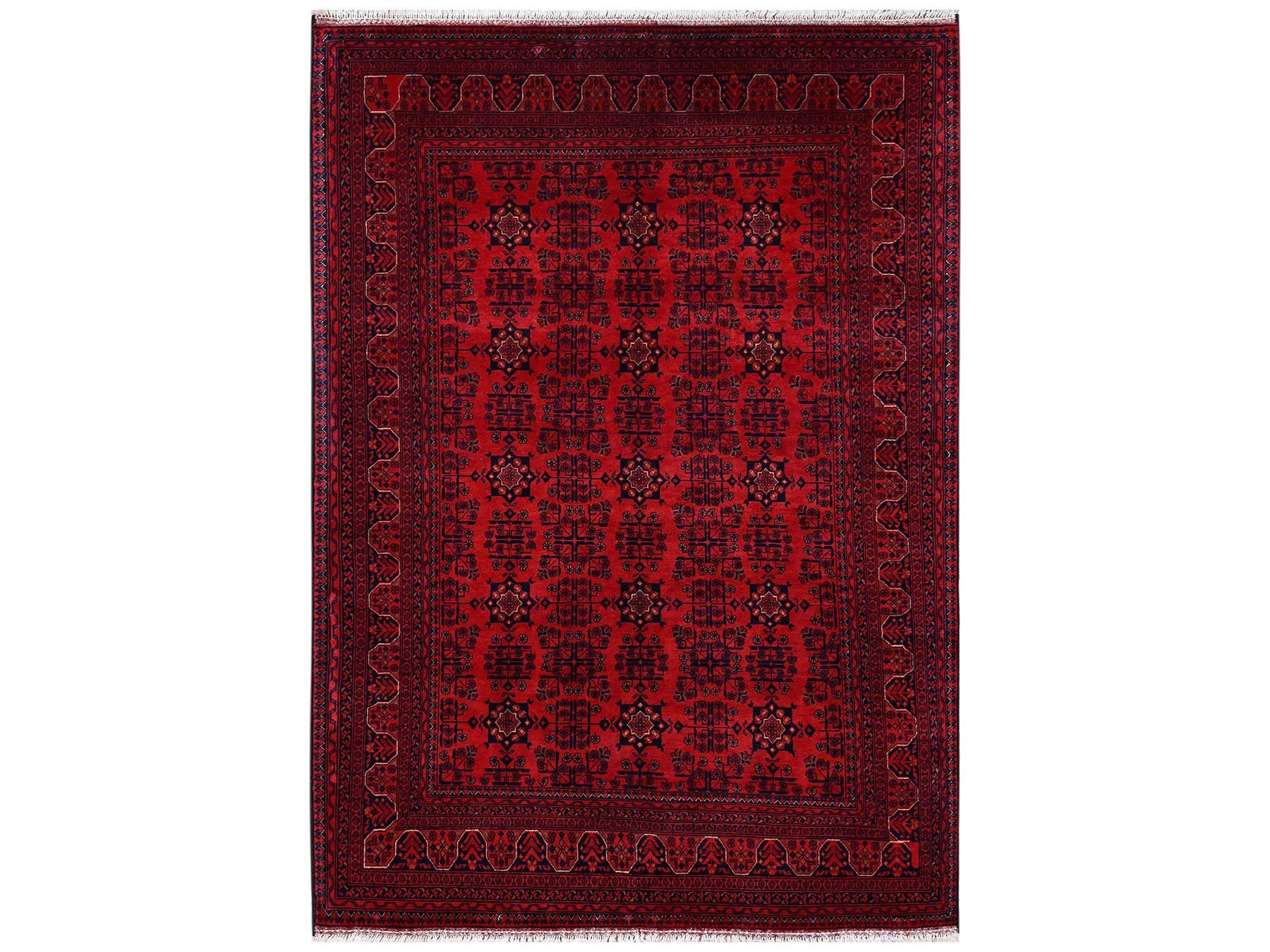 Tribal Tribal & Geometric hand-knotted wool rug in Red, 5'7" x 7'11" — SKU O02482