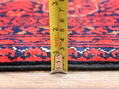 Red 5'7" x 7'11" Tribal & Geometric Hand knotted Wool Rug - Sku: O02482