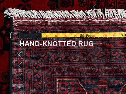 Red 5'7" x 7'11" Tribal & Geometric Hand knotted Wool Rug - Sku: O02482