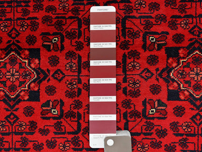 Red 5'8" x 7'7" Tribal & Geometric Hand knotted Wool Rug - Sku: O02483