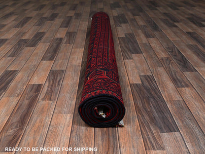 Red 5'8" x 7'7" Tribal & Geometric Hand knotted Wool Rug - Sku: O02483