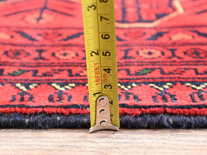 Red 5'8" x 7'7" Tribal & Geometric Hand knotted Wool Rug - Sku: O02483