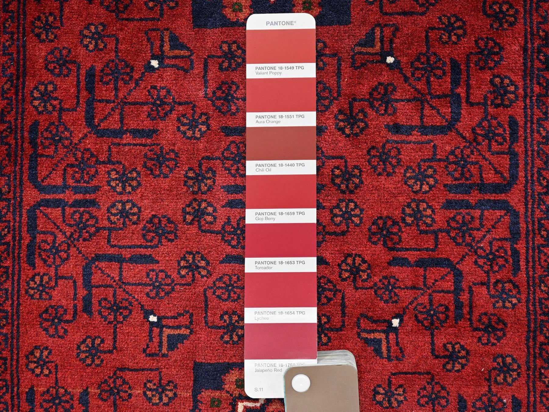 Tribal & Geometric hand-knotted wool runner in Red, 2'9" x 9'7" — SKU O02484 (view 4)