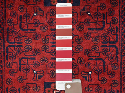 Tribal & Geometric hand-knotted wool runner in Red, 2'9" x 9'7" — SKU O02484 (view 4)