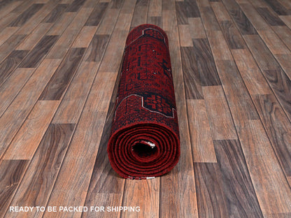 Tribal & Geometric hand-knotted wool runner in Red, 2'9" x 9'7" — SKU O02484 (view 5)