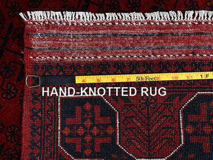 Tribal & Geometric hand-knotted wool runner in Red, 2'9" x 9'7" — SKU O02484 (view 7)