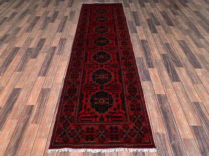 Tribal Tribal & Geometric hand-knotted wool runner in Red, 2'7" x 9'7" — SKU O02485 (view 2)