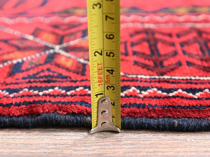 Tribal Tribal & Geometric hand-knotted wool runner in Red, 2'7" x 9'7" — SKU O02485 (view 6)