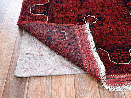 Tribal & Geometric hand-knotted wool runner in Red, 2'9" x 9'7" — SKU O02487 (view 3)