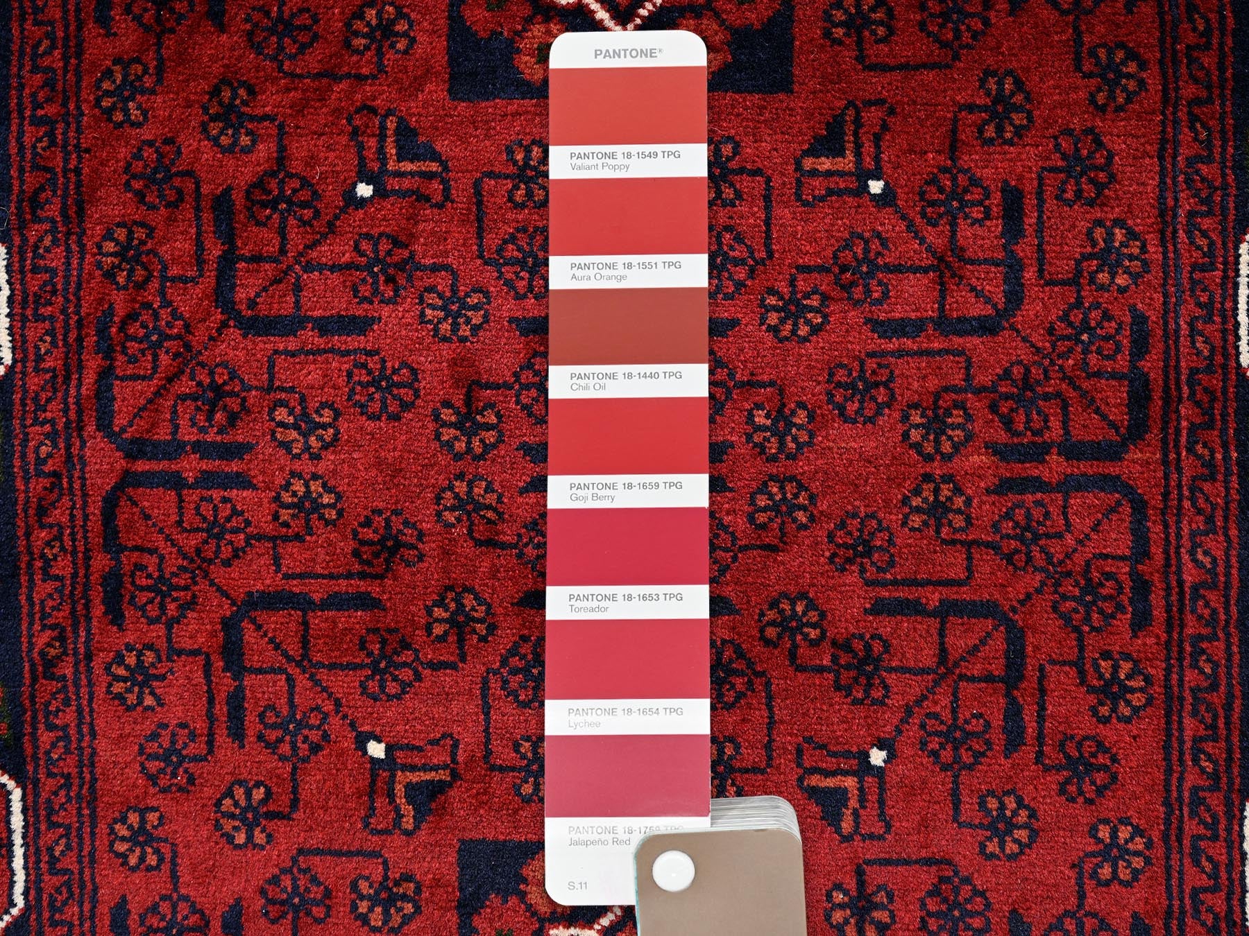Tribal & Geometric hand-knotted wool runner in Red, 2'9" x 9'7" — SKU O02487 (view 4)