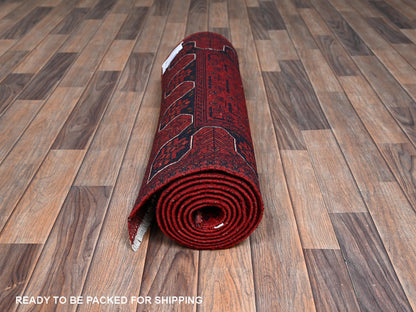Tribal & Geometric hand-knotted wool runner in Red, 2'9" x 9'7" — SKU O02487 (view 5)