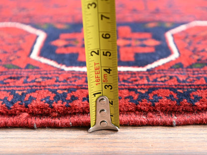 Tribal & Geometric hand-knotted wool runner in Red, 2'9" x 9'7" — SKU O02487 (view 6)
