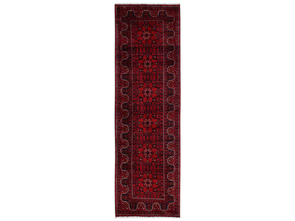 Tribal & Geometric hand-knotted wool runner in Red, 2'9" x 9'8" — SKU O02488