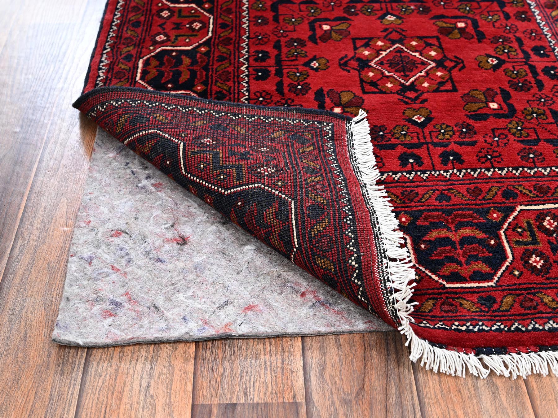 Tribal & Geometric hand-knotted wool runner in Red, 2'9" x 9'8" — SKU O02488 (view 3)