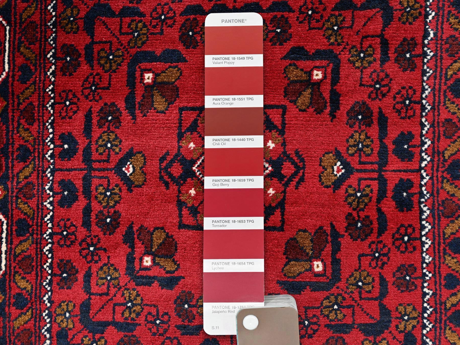 Tribal & Geometric hand-knotted wool runner in Red, 2'9" x 9'8" — SKU O02488 (view 4)