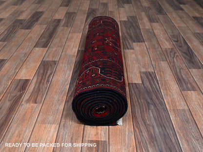 Tribal & Geometric hand-knotted wool runner in Red, 2'9" x 9'8" — SKU O02488 (view 5)