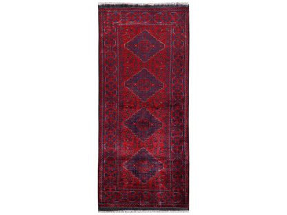 Tribal & Geometric hand-knotted wool runner in Red, 2'10" x 6'9" — SKU O02489