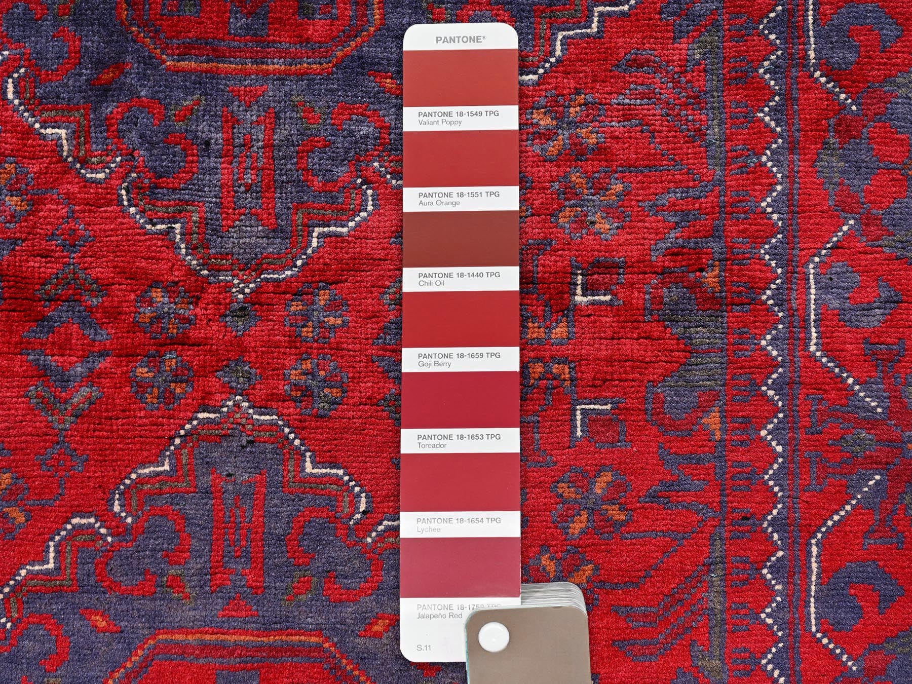 Tribal & Geometric hand-knotted wool runner in Red, 2'10" x 6'9" — SKU O02489 (view 4)