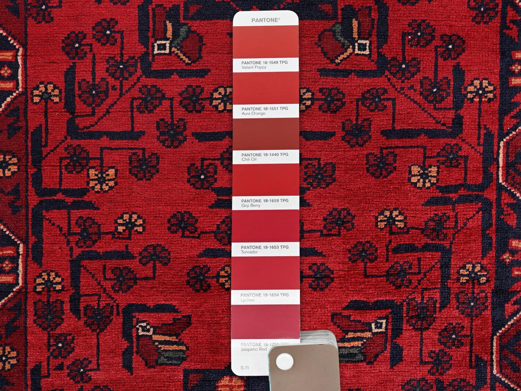 Tribal & Geometric hand-knotted wool runner in Red, 2'5" x 5'11" — SKU O02490 (view 4)