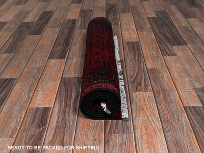 Tribal & Geometric hand-knotted wool runner in Red, 2'5" x 5'11" — SKU O02490 (view 5)
