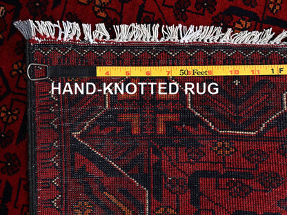 Tribal & Geometric hand-knotted wool runner in Red, 2'5" x 5'11" — SKU O02490 (view 7)