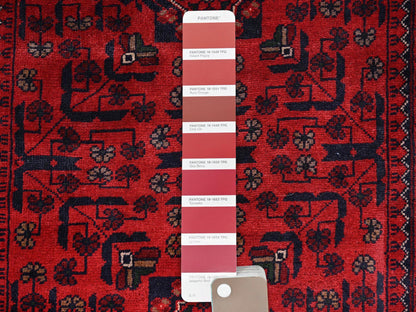 Red 2'8" x 6'4" Tribal & Geometric Hand knotted Wool Rug - Sku: O02491