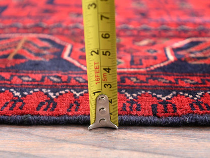 Red 2'8" x 6'4" Tribal & Geometric Hand knotted Wool Rug - Sku: O02491