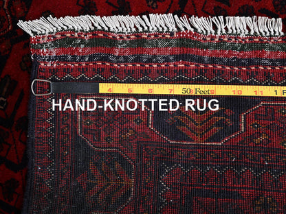 Red 2'8" x 6'4" Tribal & Geometric Hand knotted Wool Rug - Sku: O02491