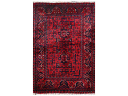 Tribal & Geometric hand-knotted wool rug in Red, 2'9" x 4'1" — SKU O02492