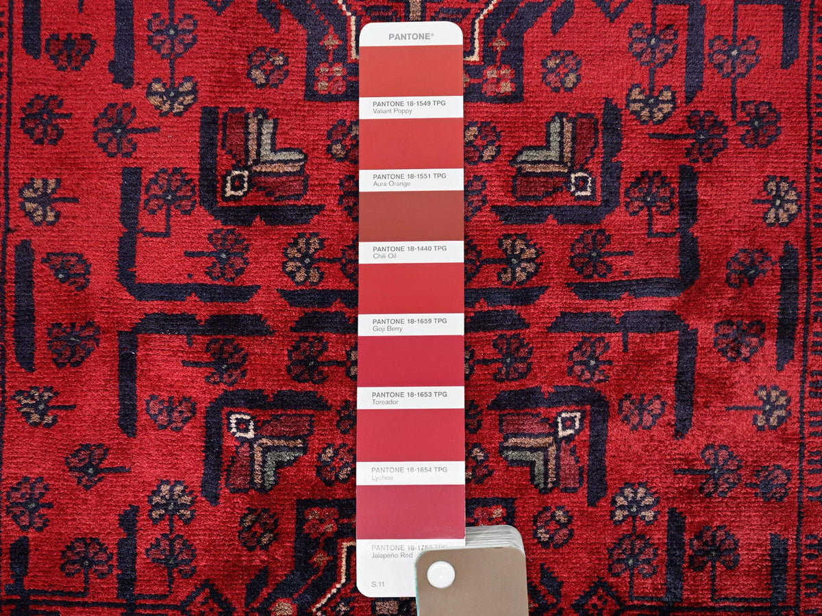 Tribal & Geometric hand-knotted wool rug in Red, 2'9" x 4'1" — SKU O02492 (view 4)