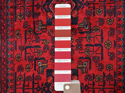 Tribal & Geometric hand-knotted wool rug in Red, 2'8" x 4' — SKU O02494 (view 4)