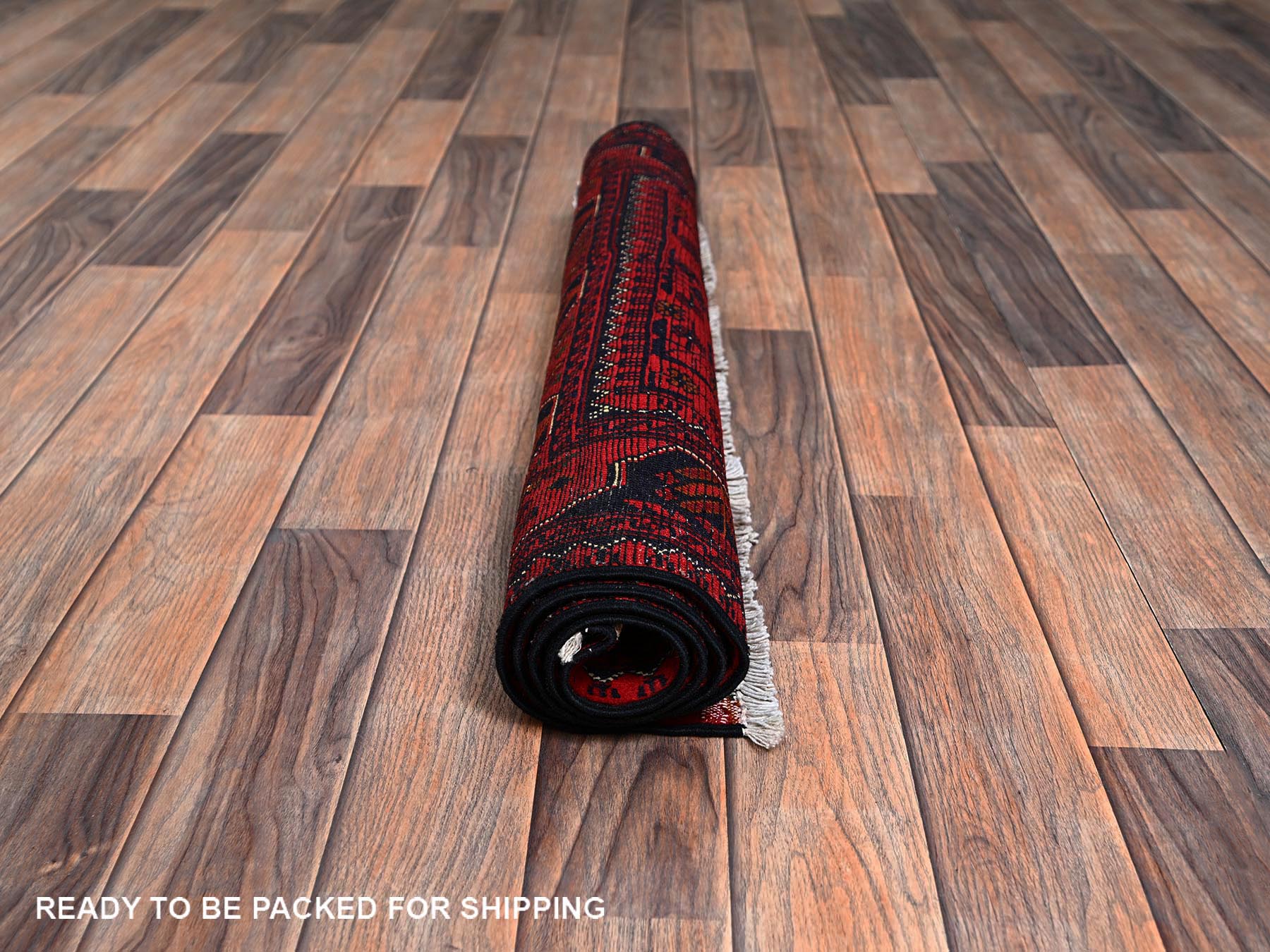 Tribal & Geometric hand-knotted wool rug in Red, 2'8" x 4' — SKU O02494 (view 5)