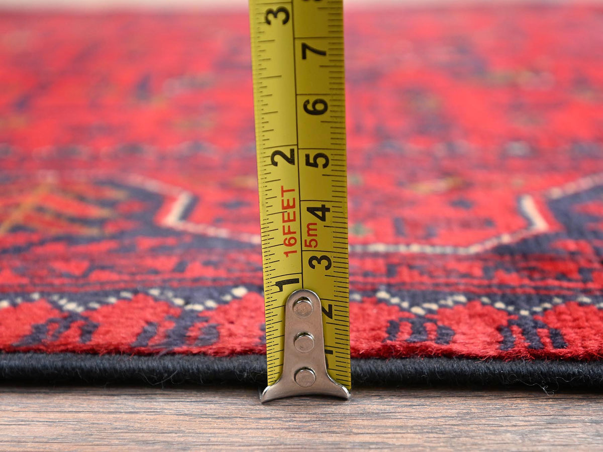 Tribal & Geometric hand-knotted wool rug in Red, 2'8" x 4' — SKU O02494 (view 6)