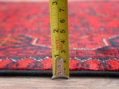 Tribal & Geometric hand-knotted wool rug in Red, 2'8" x 4' — SKU O02494 (view 6)