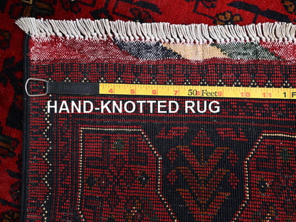 Tribal & Geometric hand-knotted wool rug in Red, 2'8" x 4' — SKU O02494 (view 7)