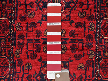 Tribal & Geometric hand-knotted wool runner in Red, 1'9" x 4'11" — SKU O02495 (view 4)
