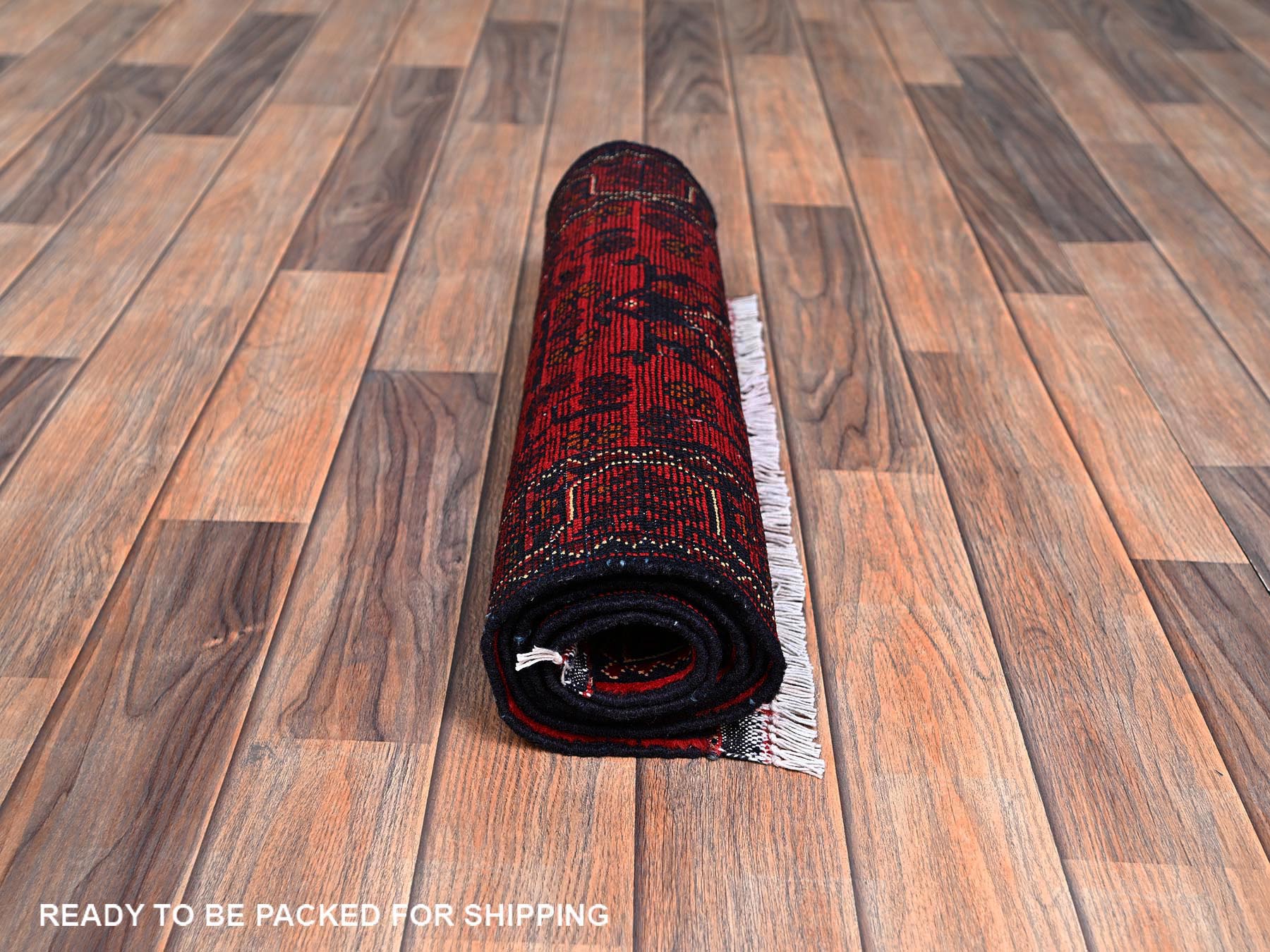 Tribal & Geometric hand-knotted wool runner in Red, 1'9" x 4'11" — SKU O02495 (view 5)