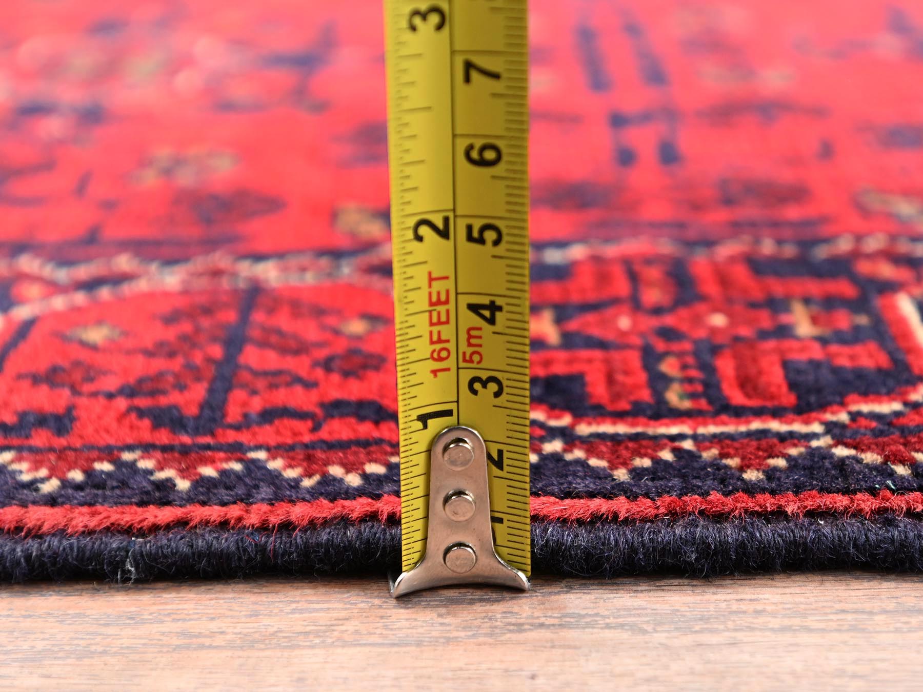 Tribal & Geometric hand-knotted wool runner in Red, 1'9" x 4'11" — SKU O02495 (view 6)