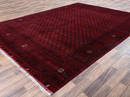 Red 8'3" x 11'1" Tribal & Geometric Hand knotted Wool Rug - Sku: O02496