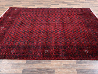 Red 8'3" x 11'1" Tribal & Geometric Hand knotted Wool Rug - Sku: O02496