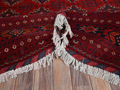 Tribal & Geometric hand-knotted wool rug in Red & Midnight Blue, 8'2" x 11' — SKU O02497 (view 6)