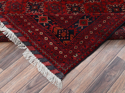 Tribal & Geometric hand-knotted wool rug in Red & Midnight Blue, 8'2" x 11' — SKU O02497 (view 7)