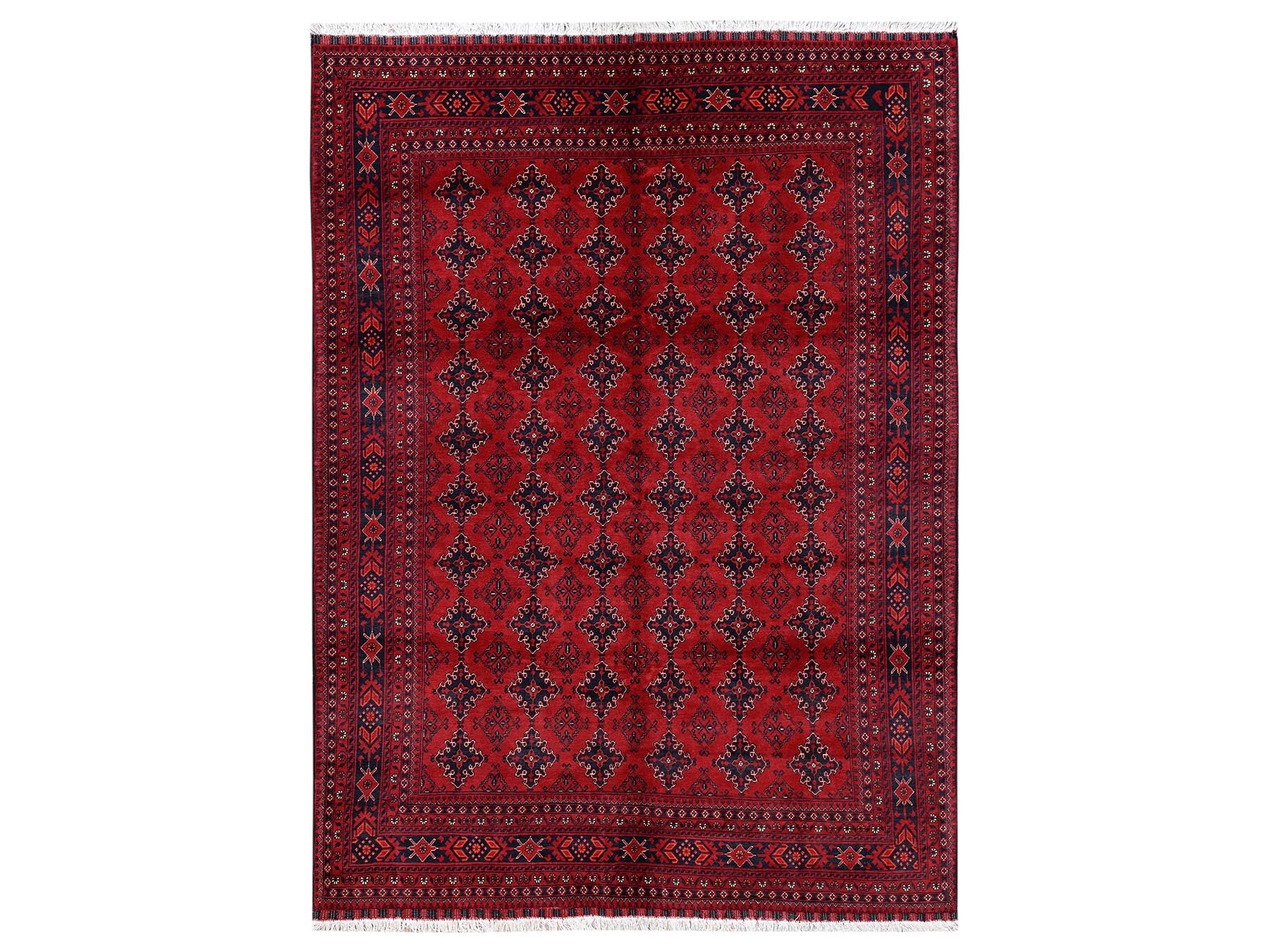 Red 8'6" x 11'4" Tribal & Geometric Hand knotted Wool Rug - Sku: O02498