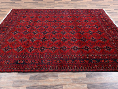 Red 8'6" x 11'4" Tribal & Geometric Hand knotted Wool Rug - Sku: O02498