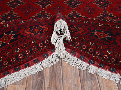 Red 8'6" x 11'4" Tribal & Geometric Hand knotted Wool Rug - Sku: O02498