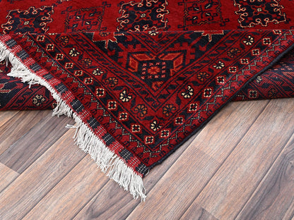 Red 8'6" x 11'4" Tribal & Geometric Hand knotted Wool Rug - Sku: O02498