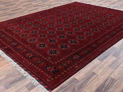 Red 8'2" x 11'0" Tribal & Geometric Hand knotted Wool Rug - Sku: O02499