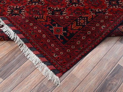 Red 8'2" x 11'0" Tribal & Geometric Hand knotted Wool Rug - Sku: O02499