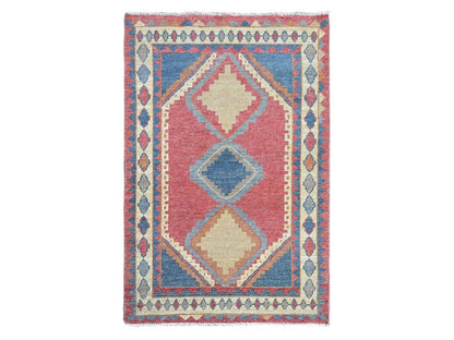 Pink 2'9" x 4'9" Tribal Hand knotted Wool Rug - Sku: O0249